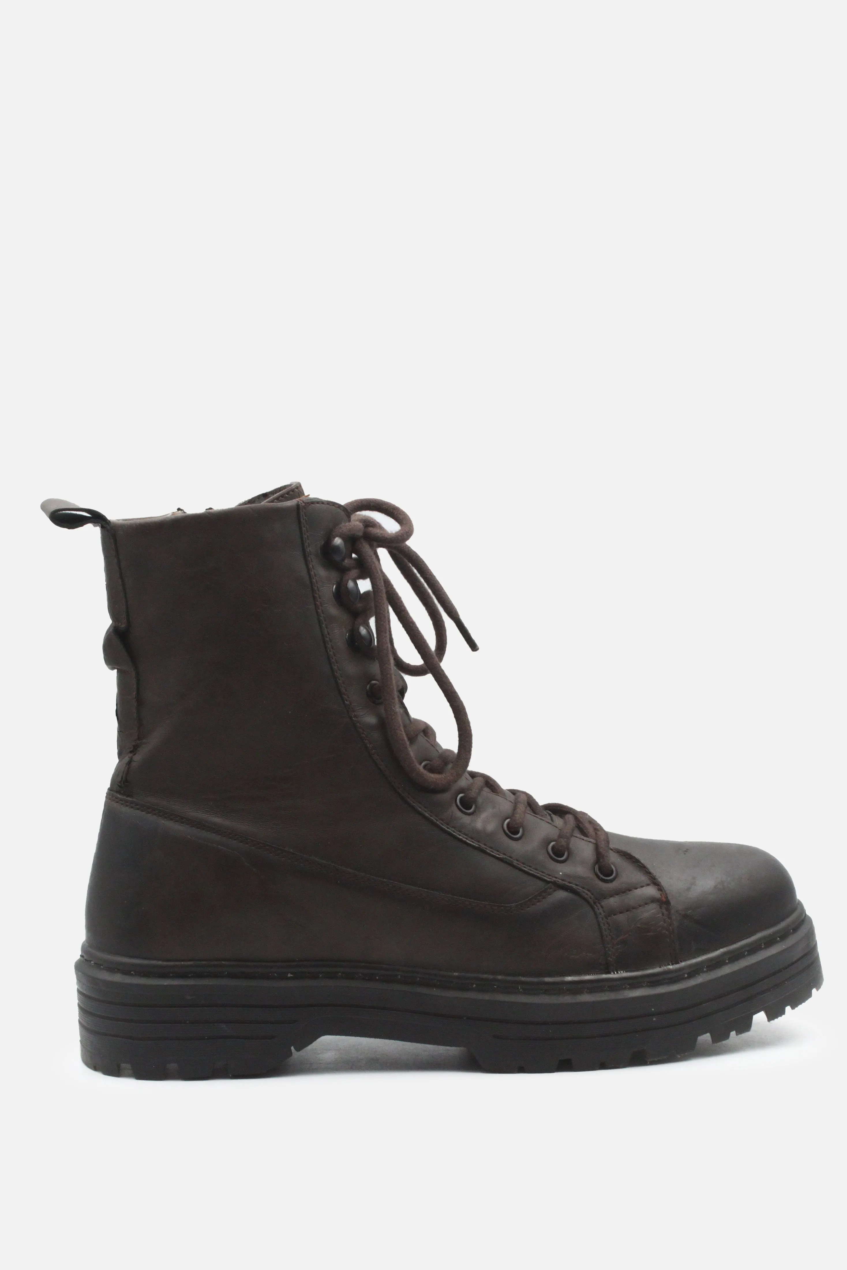 Bershka Laces Zipper Combat Boots | 100% Authentic Leather