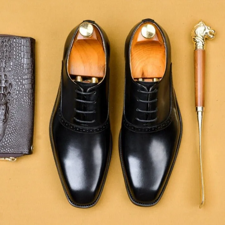 Blissful Exotic Leather Lace-Up Wedding Dress Shoes