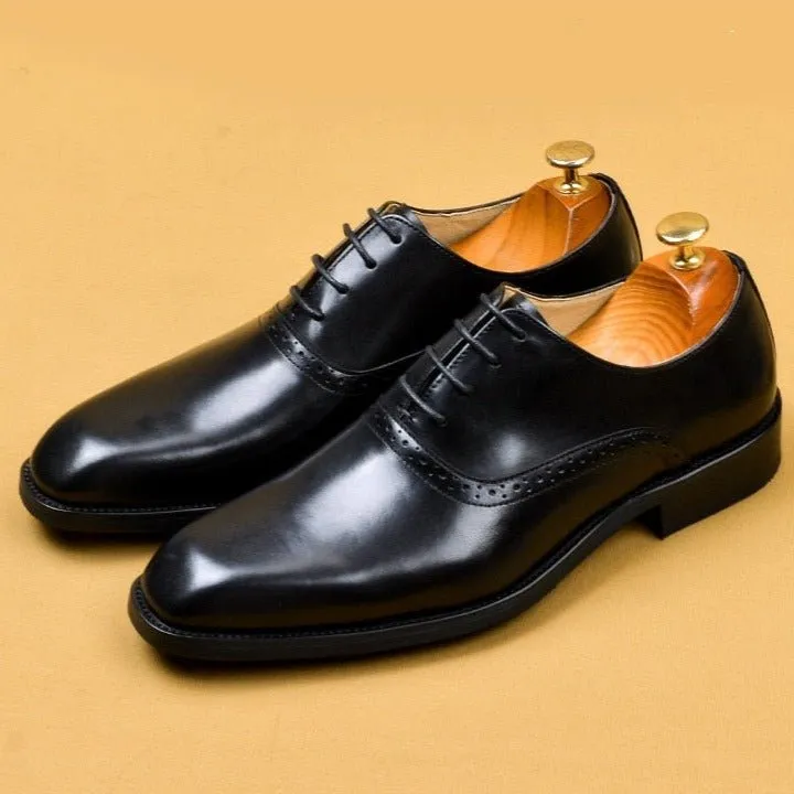 Blissful Exotic Leather Lace-Up Wedding Dress Shoes