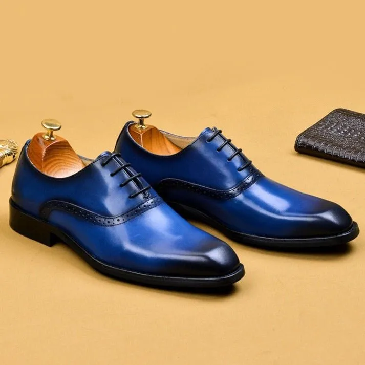 Blissful Exotic Leather Lace-Up Wedding Dress Shoes