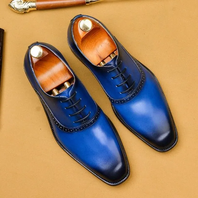 Blissful Exotic Leather Lace-Up Wedding Dress Shoes