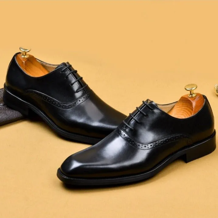 Blissful Exotic Leather Lace-Up Wedding Dress Shoes