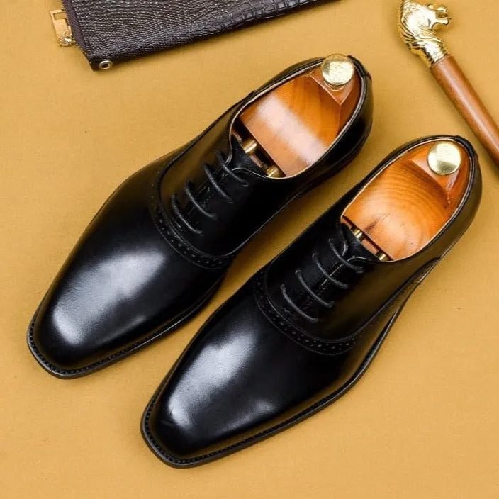 Blissful Exotic Leather Lace-Up Wedding Dress Shoes