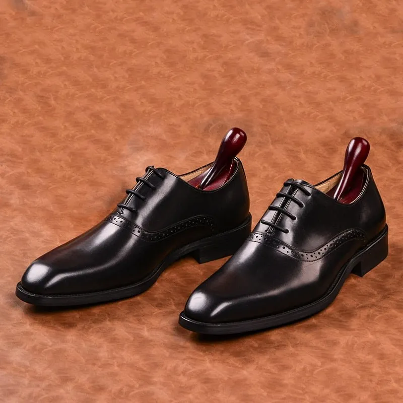 Blissful Exotic Leather Lace-Up Wedding Dress Shoes