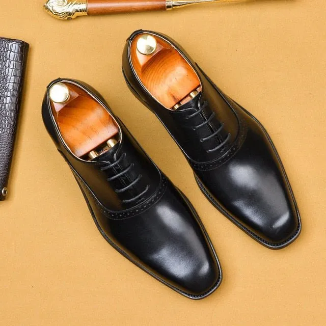 Blissful Exotic Leather Lace-Up Wedding Dress Shoes