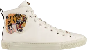 Gucci Leather High Top Tiger Sneakers, white