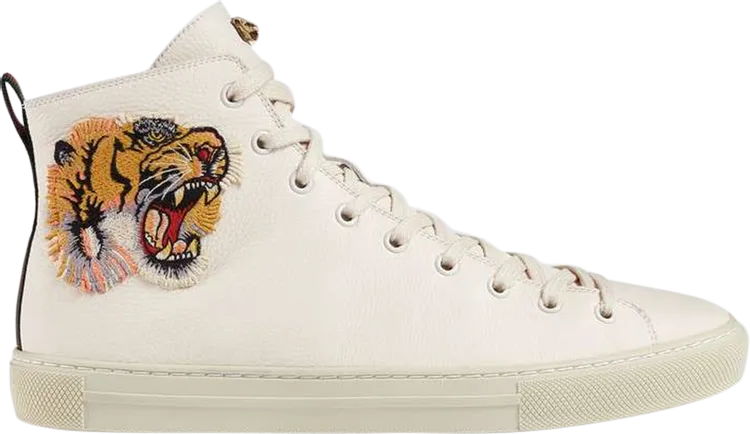 Gucci Leather High Top Tiger Sneakers, white