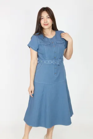 Illusion Button Shirt Dress