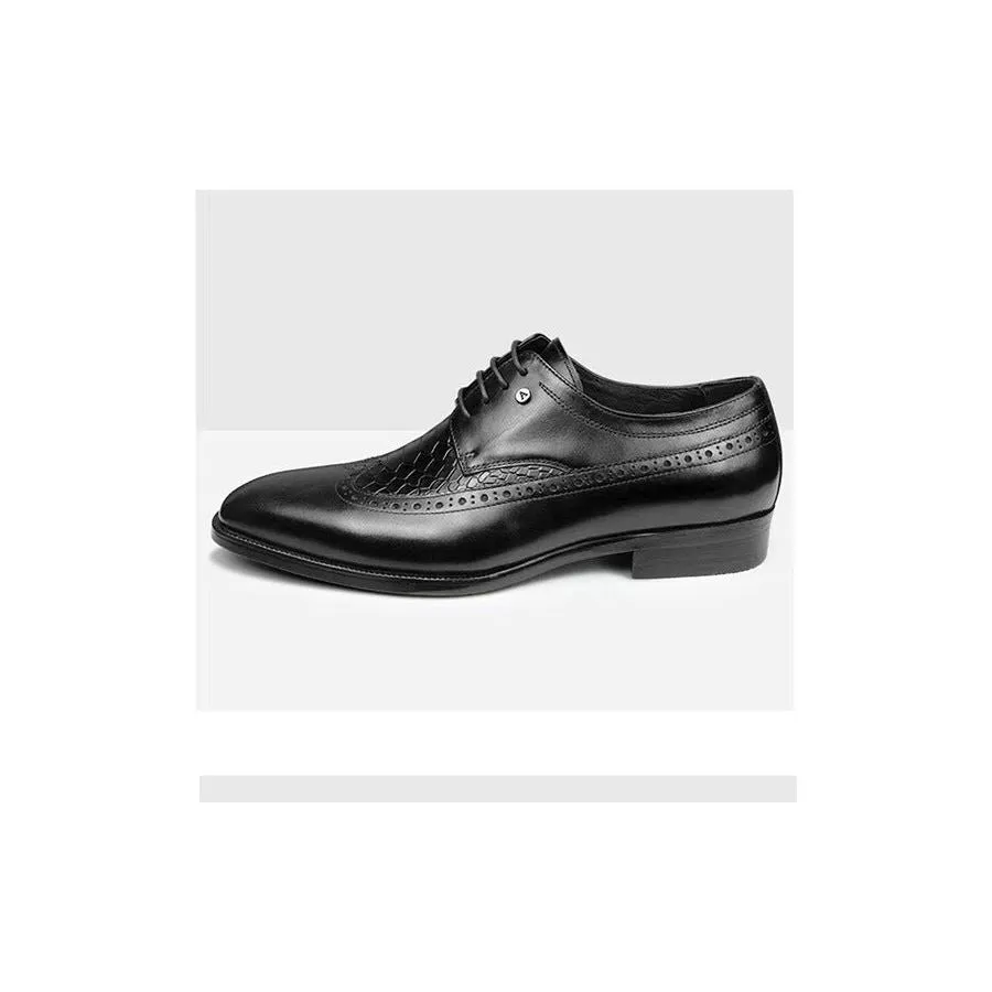 Luxury CrocCarve Pointed Toe Men's Dress Shoes