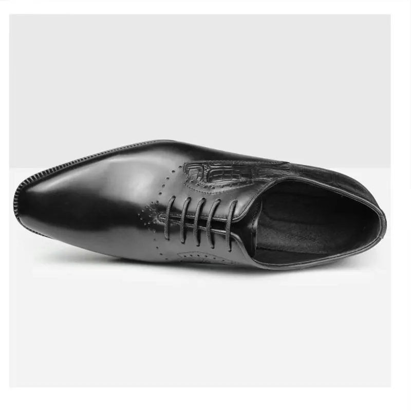 Luxury CrocCarve Pointed Toe Men's Dress Shoes