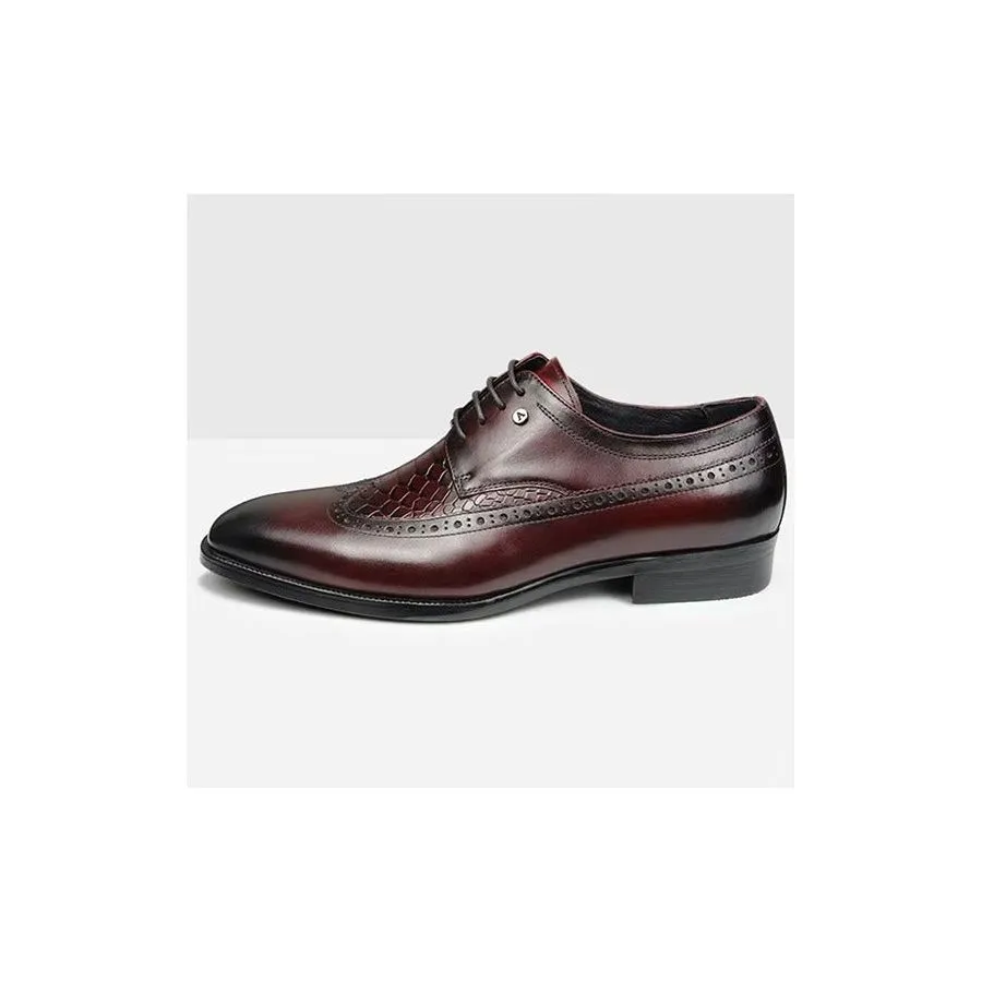 Luxury CrocCarve Pointed Toe Men's Dress Shoes