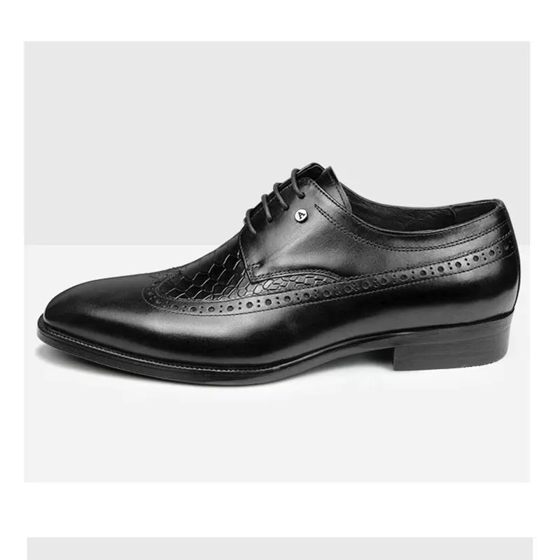 Luxury CrocCarve Pointed Toe Men's Dress Shoes