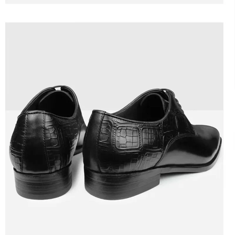 Luxury CrocCarve Pointed Toe Men's Dress Shoes