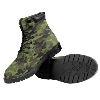 Purple Camo Print on Demand Artwork Combat Style Boots (Unisex)