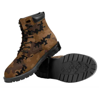 Purple Camo Print on Demand Artwork Combat Style Boots (Unisex)